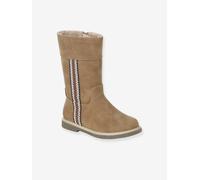 Faux-Fur Lined Zip-Up Boots for Girls camel