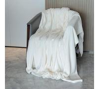 Faux Fur Mink Throw Luxury Super Soft Plain Bed Sofa Settee Throw Blanket options (Cream, 125x150CM)