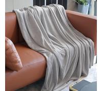 Faux Fur Mink Throw Luxury Super Soft Plain Bed Sofa Settee Throw Blanket options (Light Silver, 150X200CM)
