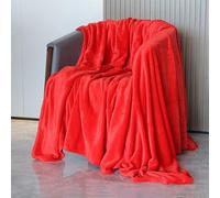 Faux Fur Mink Throw Luxury Super Soft Plain Bed Sofa Settee Throw Blanket options (Red, 200X240CM)