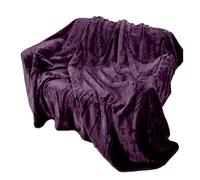 Faux Fur Mink Throw Luxury Super Soft Plain Warm Blanket Sofa Blanket Small & Large (Large 200 x 240 cm, Aubergine)
