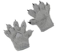 Faux Fur Plush Furry Cat Claw Gloves Animal Wolf Dog Bear Fox Paws Mittens | Halloween Carnival Cosplay Fancy Dress Party Costume Accessories, Adult Fuzzy Winter Warm Full Finger Gloves Cute Hand Covers
