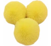 Faux Fur Pom Ball, Pack of 10 6 cm Pompoms Rabbit Bobble, Ball Plush Balls for DIY Craft Hats Pendant Decoration Women Girls Bag Keychain Yellow