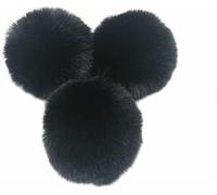 Faux Fur Pom Ball, Pack of 10 6 cm Pompoms Rabbit Pompoms, Ball Plush Balls for DIY Crafts Hats Pendant Decoration Women Girls Bag Key Chain, Black