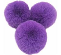 Faux Fur Pom Ball, Pack of 10 6 cm Pompoms Rabbit Pompoms, Ball Plush Balls for DIY Crafts Hats Pendant Women Girls Bag Key Chain, Dark Purple