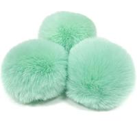 Faux Fur Pom Ball, Pack of 10 8 cm Pompoms Rabbit Bobble, Ball Plush Balls for DIY Craft Hats Pendant Decoration Women Girls Bag Key Chain Light Green