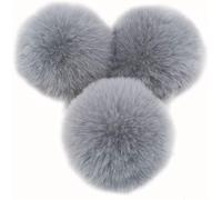 Faux Fur Pom Ball, Pack of 10 cm Pompoms Rabbit Pompoms, Ball Plush Balls for DIY Crafts Hats Pendant Decoration Women Girls Bag Key Chain, Grey