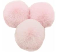 Faux Fur Pom Ball, Pack of 10 cm Pompoms Rabbit Pompoms, Ball Plush Balls for DIY Crafts Hats Pendant Decoration Women Girls Bag Key Chain, Light Pink