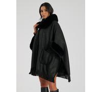 FAUX FUR PONCHO South Beach Black One Size