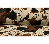 Faux Fur Pony Skin Velboa Fabric Material Cream Brown Cow, 1/4Mtr - 75cmx50cm