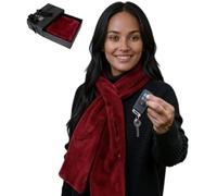 Faux-Fur Pull Through Scarf With Hidden Zipper Pocket for Women, Fur Neck Collar Scarf Cozy Wrap Secure Concealed Storage (Red)