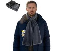 Faux-Fur Pull Through Scarf With Hidden Zipper Pocket for Women, Fur Neck Collar Scarf Cozy Wrap Secure Concealed Storage (Gray)