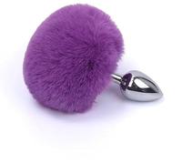 Faux Fur Purple Bunny Tail Butt Plug Cosplay Stainless Steel Small Butt Plug for Couples