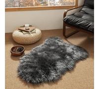 Faux Fur Rug Dark Gray 40x60 cm, Ultra Soft Fluffy Sheepskin Rug for Bedroom Sofa Throw Cushion Room Decor