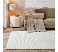Faux Fur Rug Ribbed Mat Luxury Carpet Anti Slip Runner OHS Cream 120cm x 170cm