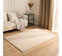 Faux Fur Rug Ribbed Mat Luxury Carpet Anti Slip Runner OHS Natural 120cm x 170cm
