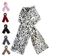 Faux-Fur Scarf With Hidden Zipper Pocket,Soft Comfort Warm Pocket Scarf,Comfort Wrap Secure Concealed Storage Phone,Cards,Keys,Winter Accessory for Women (Leopard)