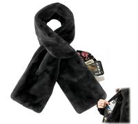 Faux Fur Scarf with Hidden Zipper Pockets for Women, Pull Through with Zipper Pocket, Cozy Wrap Secure Concealed Storage (Black)