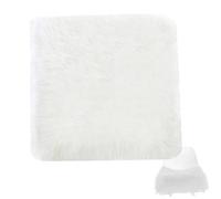Faux Fur Seat Cover Soft Fluffy Chair Cover Square Faux Fur Chair Cushion Washable Vanity Chair Cover for Home Office Restaurant Chair White Fluffy Rug 18x18in