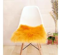 Faux Fur Sheepskin Square Chair Cover Seat Pad Wool Area Rugs Mat Carpet (Camel,1.3 x 1.3Ft)