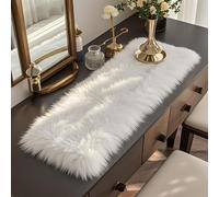 Faux Fur Table Runner,Table Runner for Soft Luxury Winter Decor Xmas White Decorations,Party Birthday Dresser Fur Cover Coffee Table Runners(White, 12x35 inches)