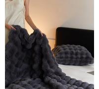 Faux fur Throw Blanket Fluffy, Soft Warm Rabbit Plush Blankets Lightweight Reversible Throws for Sofa Large Fluffy Versatile Blanket bed Throw for Bedroom, Couch, Travel, Camping(Gray,180x200cm)