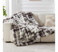 Faux Fur Throw Blanket for Couch Bubble Blanket, Fluffy Fuzzy Soft Plush Thick Blanket for Sofa Bedroom, Cozy Luxury Winter Comfy Light Gray-ZR, 90 * 90