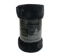 De Lavish Faux Fur Throw Blanket King Size KingSize For Bed Sofa 3 Seater Extra Large Plain Soft Warm Large Luxury Mink 200 x 240 Cm Throw, Black