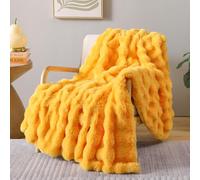 Faux Fur Throw Blanket, Plush Soft Bubble Fleece for Couch or Bed, Cozy Sage Color, Fluffy Warm Home Room Decor 60 x 80