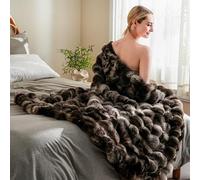 Faux Fur Throw Blanket Soft Plush Fluffy Blanket for Couch Sofa, Thickened Cozy Fuzzy Luxury Bubble Blanket for Bedroom Living Room Decor,Tie-dye Coffee,60" x 80",1100GSM