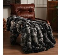 Faux Fur Throw Blanket Soft Plush Fluffy Blanket for Couch Sofa, Thickened Cozy Fuzzy Luxury Bubble Blanket for Bedroom Living Room Decor,Tie-dye Grey,60" x 80",1100GSM