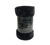 Faux Fur Throws Blanket for Single Size Bed Chair Sofa Mink Plain Soft Warm Large, 127 x 152 Cm, Black