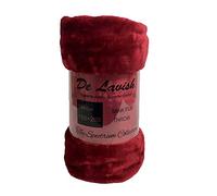 Faux Fur Throws Blanket For Single Size Bed Chair Sofa Mink Plain Soft Warm Large Luxury Throws, Burgundy