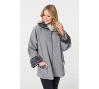 Faux Fur Trim Zip-Up Relaxed Jacket Izabel London Grey M/L