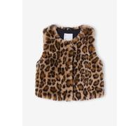 Faux Fur Waistcoat for Girls printed brown