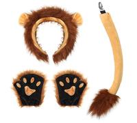 Faux Furry Fox Ears Headband Tail Paw Gloves Set Halloween Fox Costume