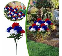Faux Hanging Garland Bouquet Suitable For Decoration On July 4th Memorial Day And Veterans Day | Plastic Flag Flower Arrangement Suitable For Home And Outdoor Use Wedding Arbors Arches (Red, 33cm)