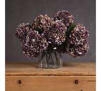 Faux Hydrangea, Dark Purple Fake Flowers,1x Artificial Burgundy Autumn Hydrangea Stem, Realistic Artificial Silk Flower Stem for Bouquets, Faux Floral Displays