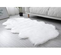 Faux Imitation SHEEPSKIN Rug Ultra Soft Plush Extra Large Size Rugs Living Room Shaggy 7cm Fluffy Pile Modern Area Rugs Carpet Non Shedding - (White, Wave Shape 200cm x 290cm (6.6ft x 9.5ft)