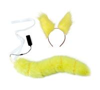 Faux Kitten Ears Headband With LED Light Up Plush Long Tail Set Anime Dress Up Animal Cosplay Props Hair Hoop For Women Velvet