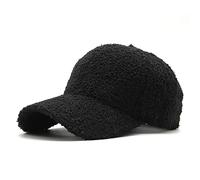 Faux Lamb Wool Baseball Caps - Outdoor Warm-Winter Teddy-Fleece Style Hip-Hop Cap for Unisex (Medium, Black)