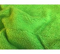 Faux Lambs Wool Sherpa Fleece Sheepskin Fabric Material Lime Green, 1Mtr - 150cmx100cm