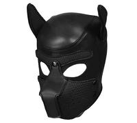 Faux Leather Adults Puppy Hood - Full Face Hood Dog Muzzle Mask for Kinky Fetish Pup Play, Sissy Roleplay, Erotic Novelty & Games, Gimp Masks, Adult Dog Costume, Front Man Leather Face Mask (Black)
