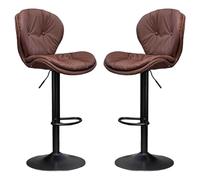 Faux Leather Bar Stool with Back Rest Height Adjustable Swivel Pub Chair Home Kitchen Barstools Armless Stool with Footrest for Breakfast Bar, Counter, Living Room, Dining Room