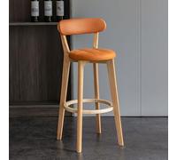 Faux Leather Bar Stools Set of 2-28" Height Padded Seat Solid Wood Legs Stylish Kitchen Island Dining Room Chairs with Comfortable Footrest