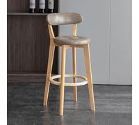 Faux Leather Bar Stools Set of 2-28" Height Padded Seat Solid Wood Legs Stylish Kitchen Island Dining Room Chairs with Comfortable Footrest