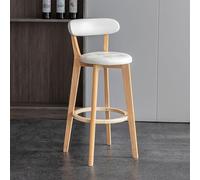 Faux Leather Bar Stools Set of 2-28" Height Padded Seat Solid Wood Legs Stylish Kitchen Island Dining Room Chairs with Comfortable Footrest