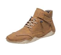 Faux Leather Boots for Men Walking Boots Hook & Loop Lace Up Barefoot Shoes Flat Bottom Non-Slip Trekking Shoes Comfortable Breathable Driving Shoe Wear-Resistant Outdoor Boot
