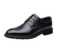 Faux Leather Business Oxford Shoes for Men Lace-up Round Toe Anti-Slip Formal Party(7.5 UK) Black