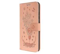 Faux-leather Case for Xiaomi Redmi 12C Butterfly Flower Pattern Pink